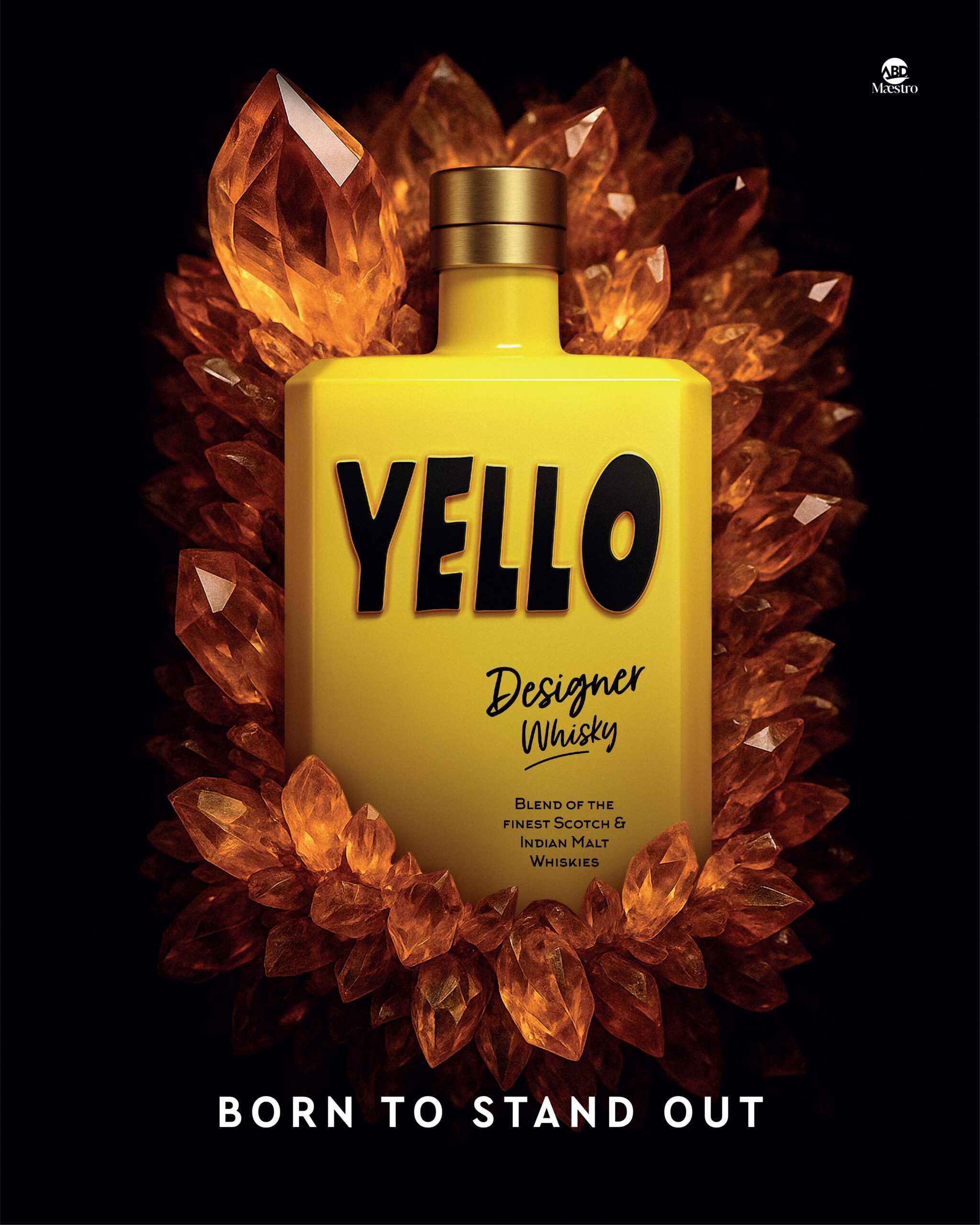 ABD Maestro unveils YELLO Designer Whisky, a bold new fusion of Scotch and Indian Malts